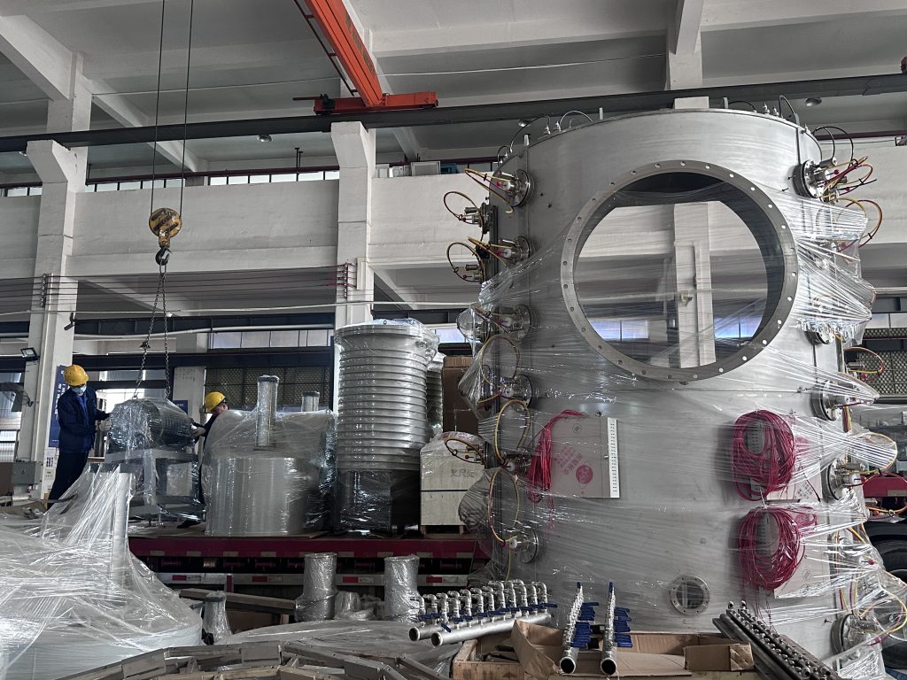 Advanced PVD machine used in vacuum to create durable black chrome finishes