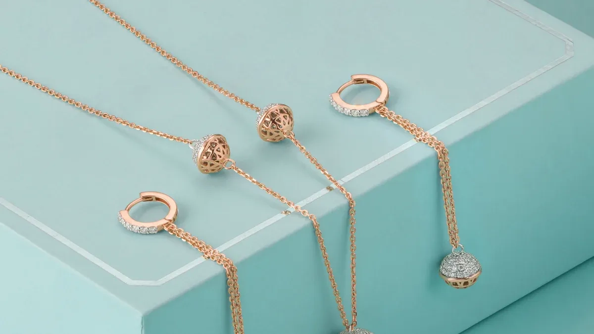 Stylish PVD coated necklaces display